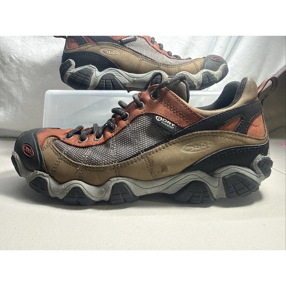 Oboz Firebrand II Men's Low Hiking Shoes Waterproof Earth Color Men Size 9.5 EUC